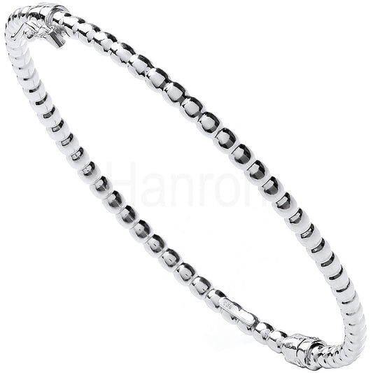 925 Sterling Silver Bead Ladies Bangle - FJewellery