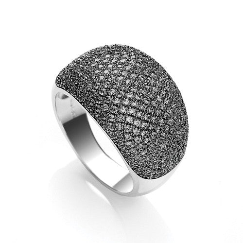 925 Sterling Silver & Black CZ Cocktail Ring - FJewellery