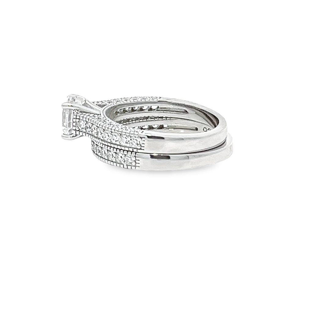 925 Sterling silver Bridal Set S/S Fancy Half ET Rings DSHSR0435 - FJewellery