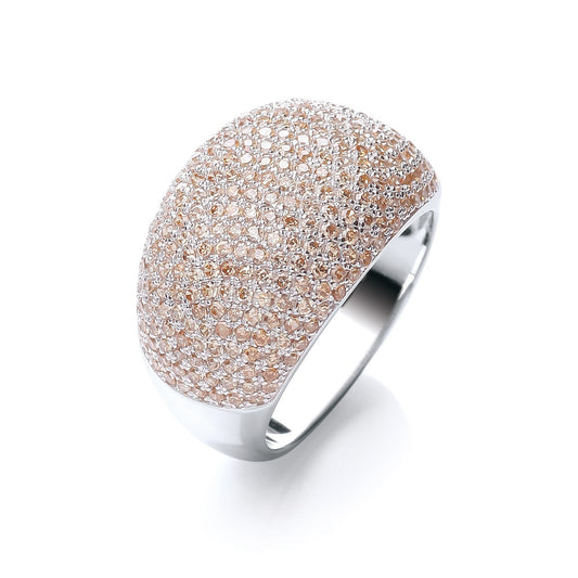 925 Sterling Silver Champagne CZ Cocktail Ring - FJewellery