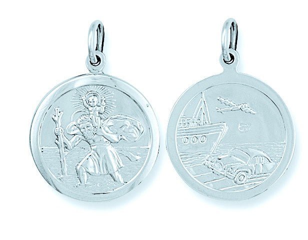 925 Sterling Silver Classic Double Sided St Christopher Pendant - FJewellery