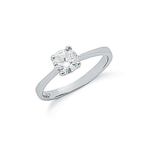925 Sterling Silver Claw Set Cz Dainty Solitaire Ring - FJewellery