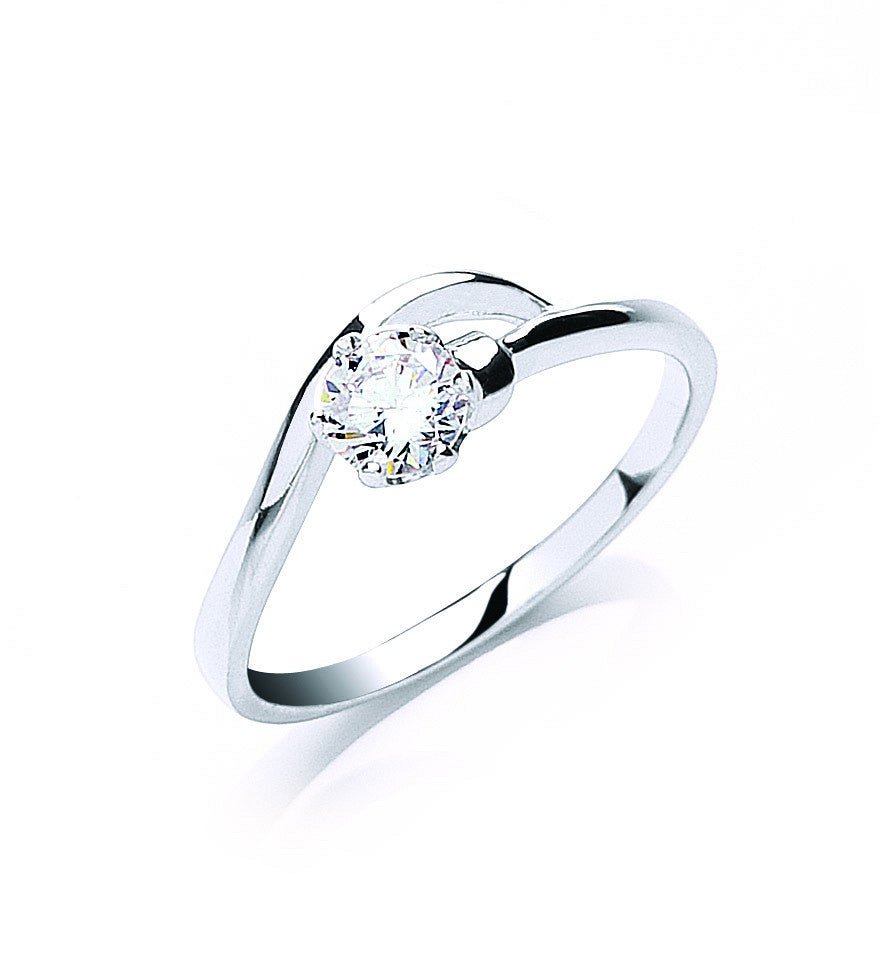 925 Sterling Silver Claw Set Cz Fancy Solitaire Ring - FJewellery