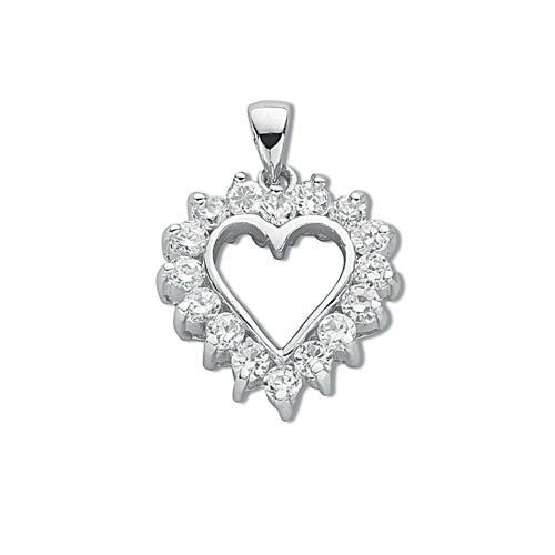 925 Sterling Silver Claw Set Cz Heart Pendant - FJewellery