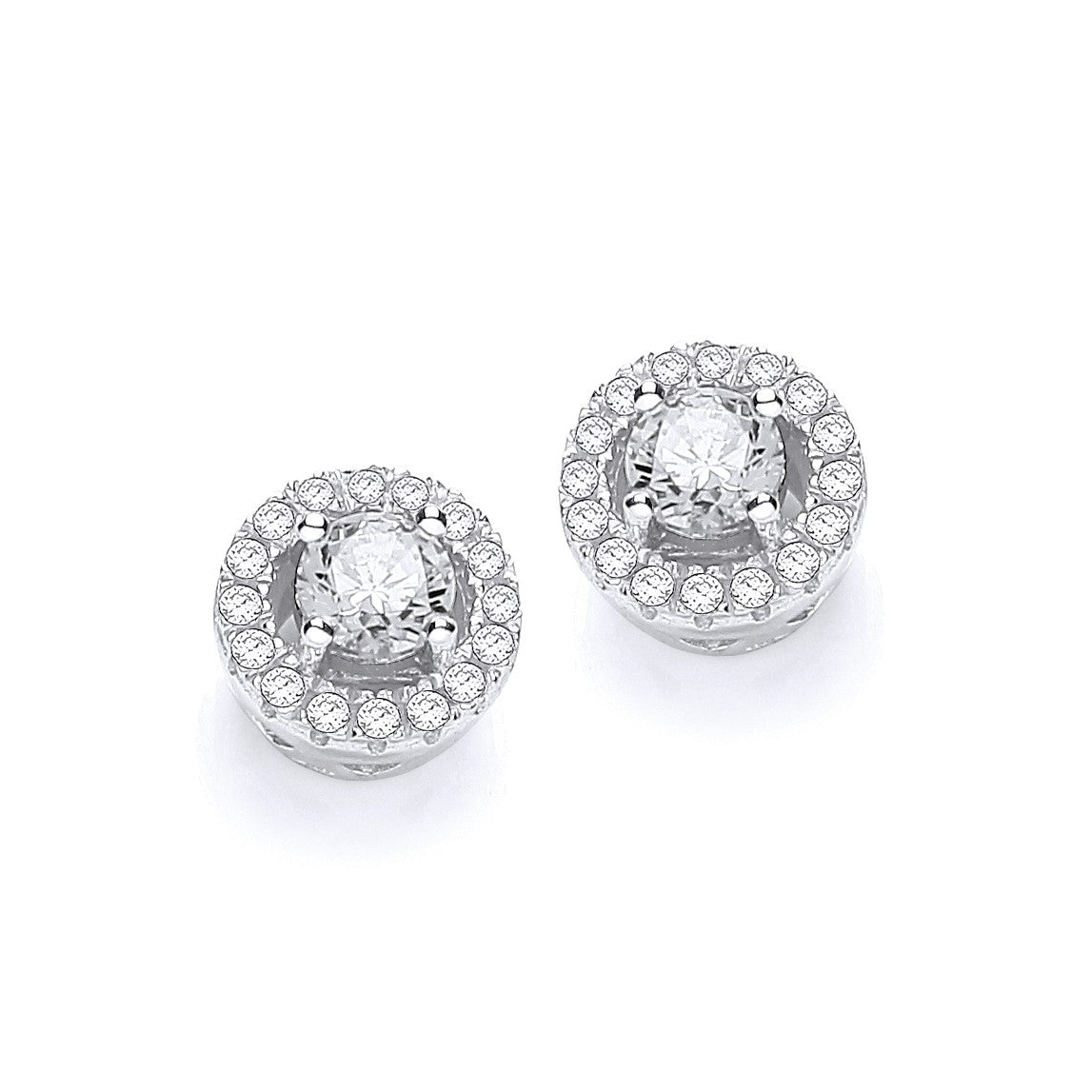 925 Sterling Silver Cluster Stud Earrings Set With CZs - FJewellery