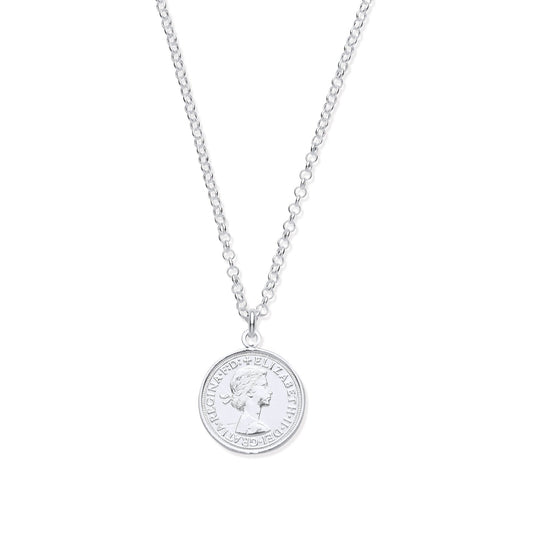 925 Sterling Silver Coin Pendant 17" Necklace - FJewellery