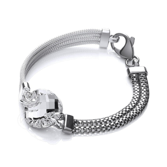 925 Sterling Silver Cristal Centre Bracelet - 7.5" - FJewellery