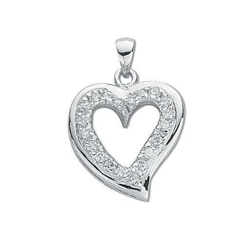 925 Sterling Silver Cubic Zirconia Heart Pendant - FJewellery