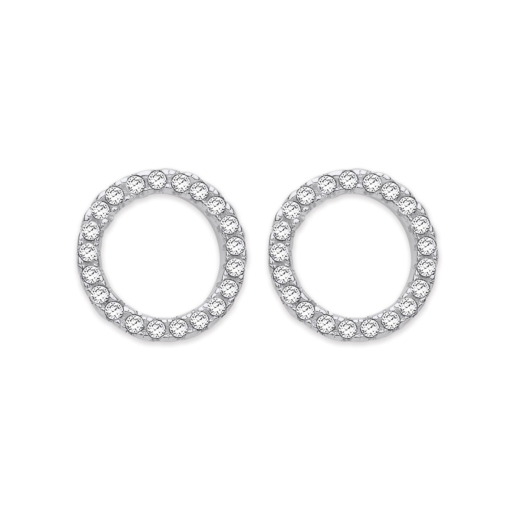 925 Sterling Silver Cz Circle Of Life Stud Earrings - FJewellery