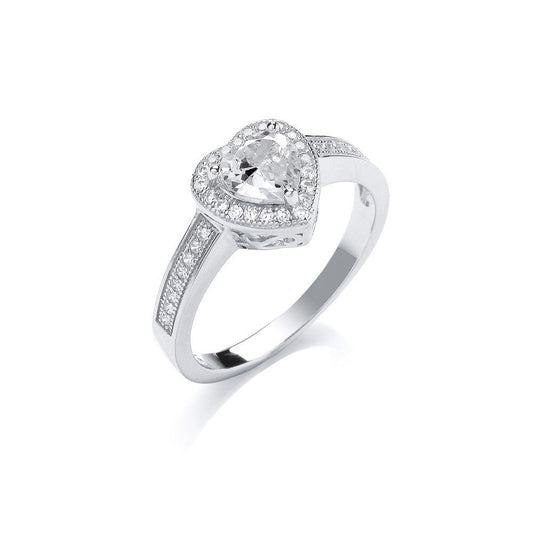 925 Sterling Silver Cz Heart Ring - FJewellery