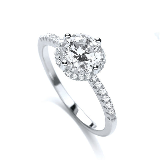 925 Sterling Silver Danty CZ Solitaire Ring - FJewellery