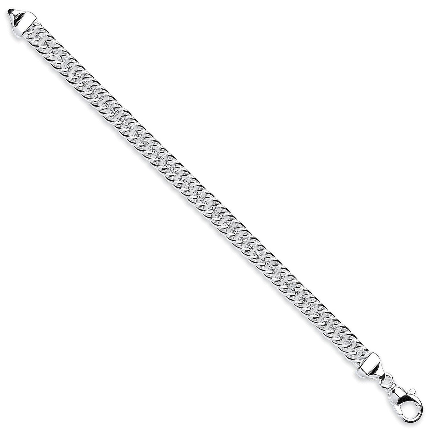 925 Sterling Silver Double Tight Link Curb Bracelet 7mm 6" - FJewellery