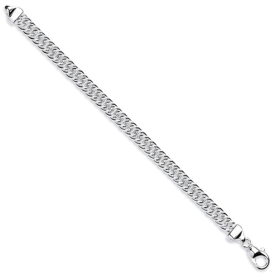 925 Sterling Silver Double Tight Link Curb Bracelet 7mm 6" - FJewellery