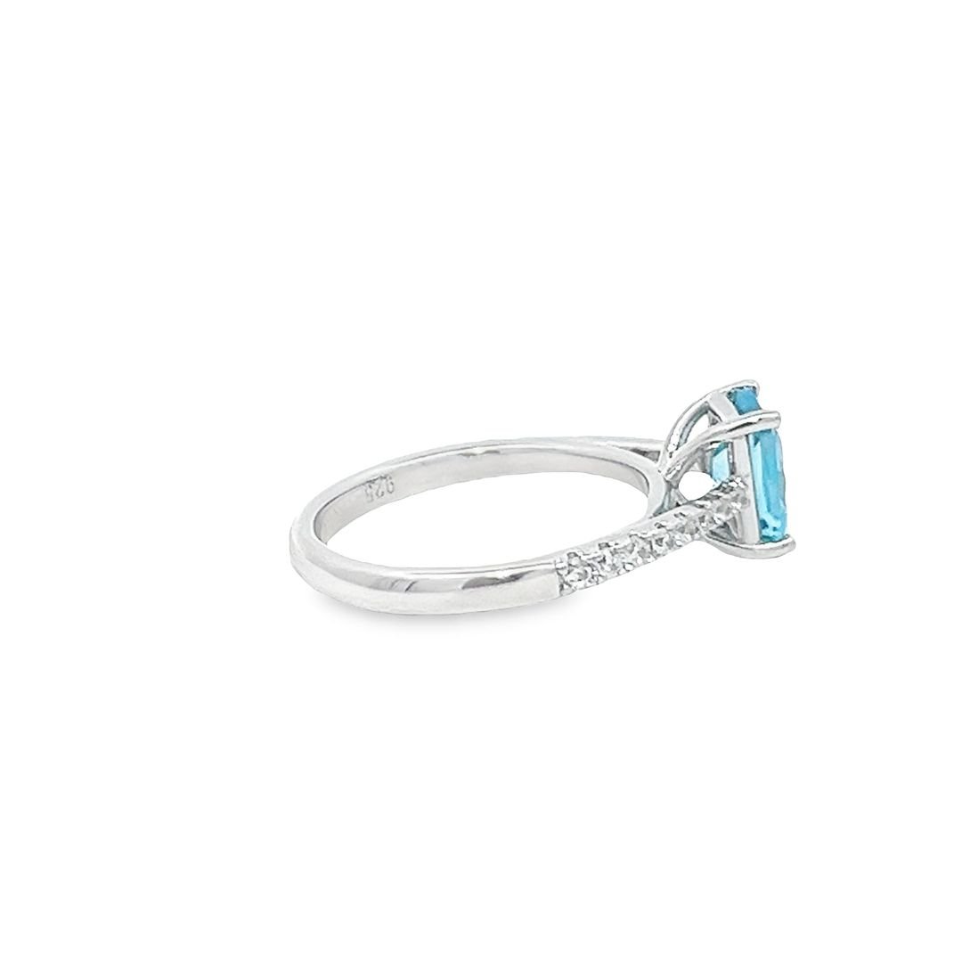 925 Sterling silver Emerald Blue CZ Solitaire Ring DSHSR0411 - FJewellery