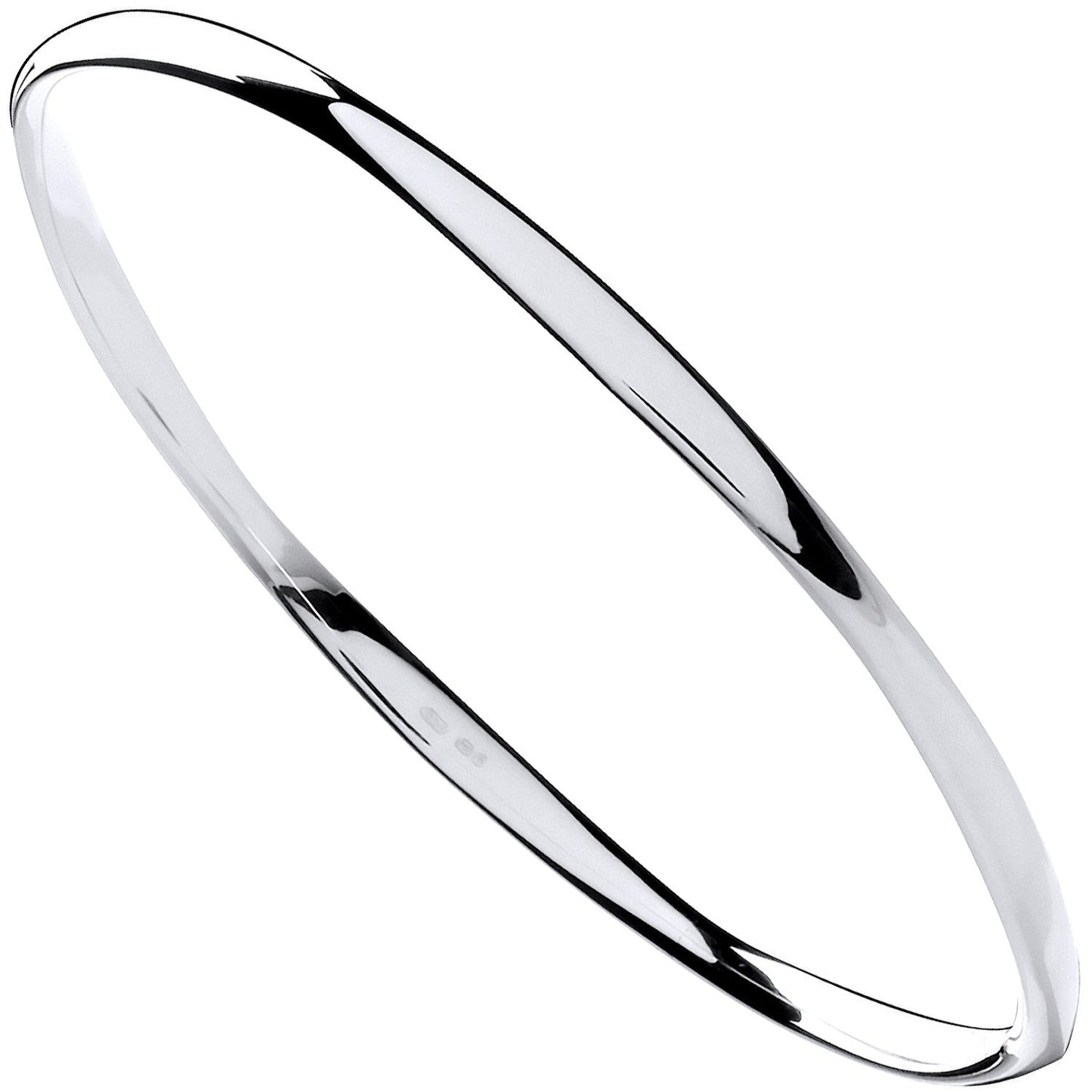 925 Sterling Silver Faceted Ladies Bangle - FJewellery