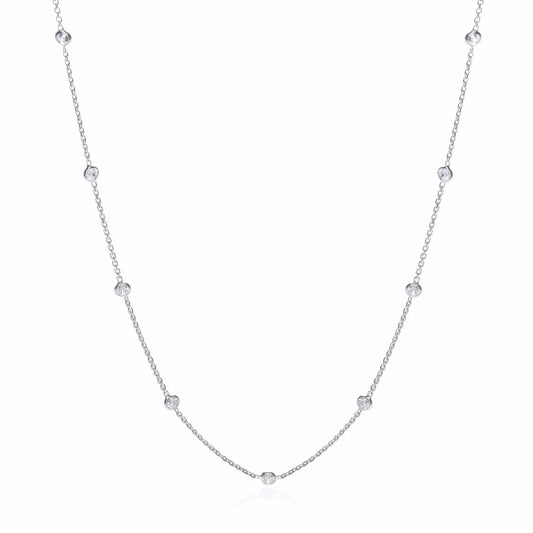 925 Sterling Silver Fancy Necklace Set With CZ 18" - FJewellery