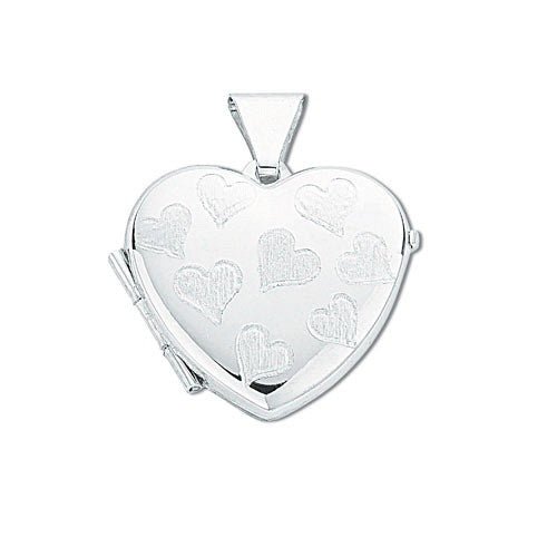 925 Sterling Silver Fancy Small Engraved Heart Shaped Locket - FJewellery