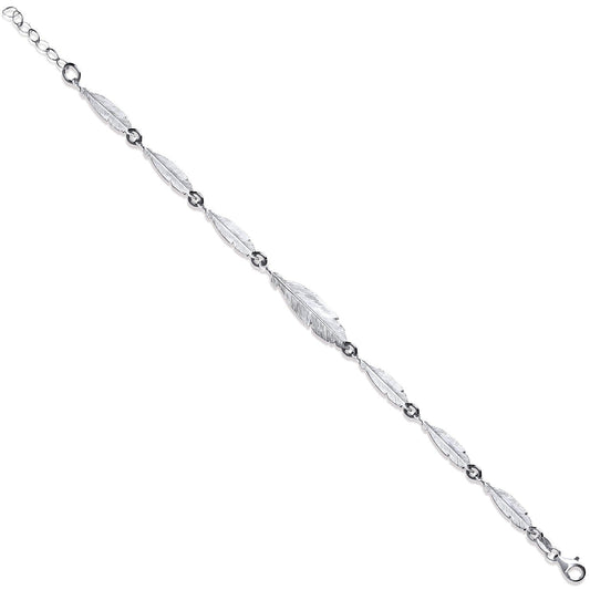 925 Sterling Silver Feather Ladies Bracelet - FJewellery