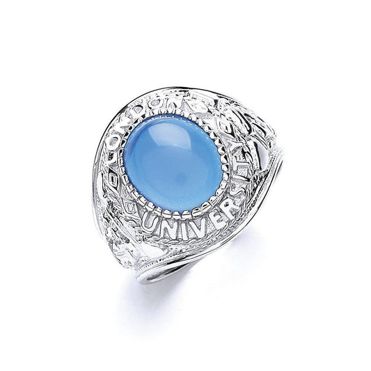 925 Sterling Silver Gents Blue Stone College Ring - FJewellery