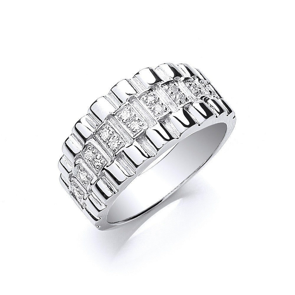 925 Sterling Silver Gents Cz Ring - FJewellery