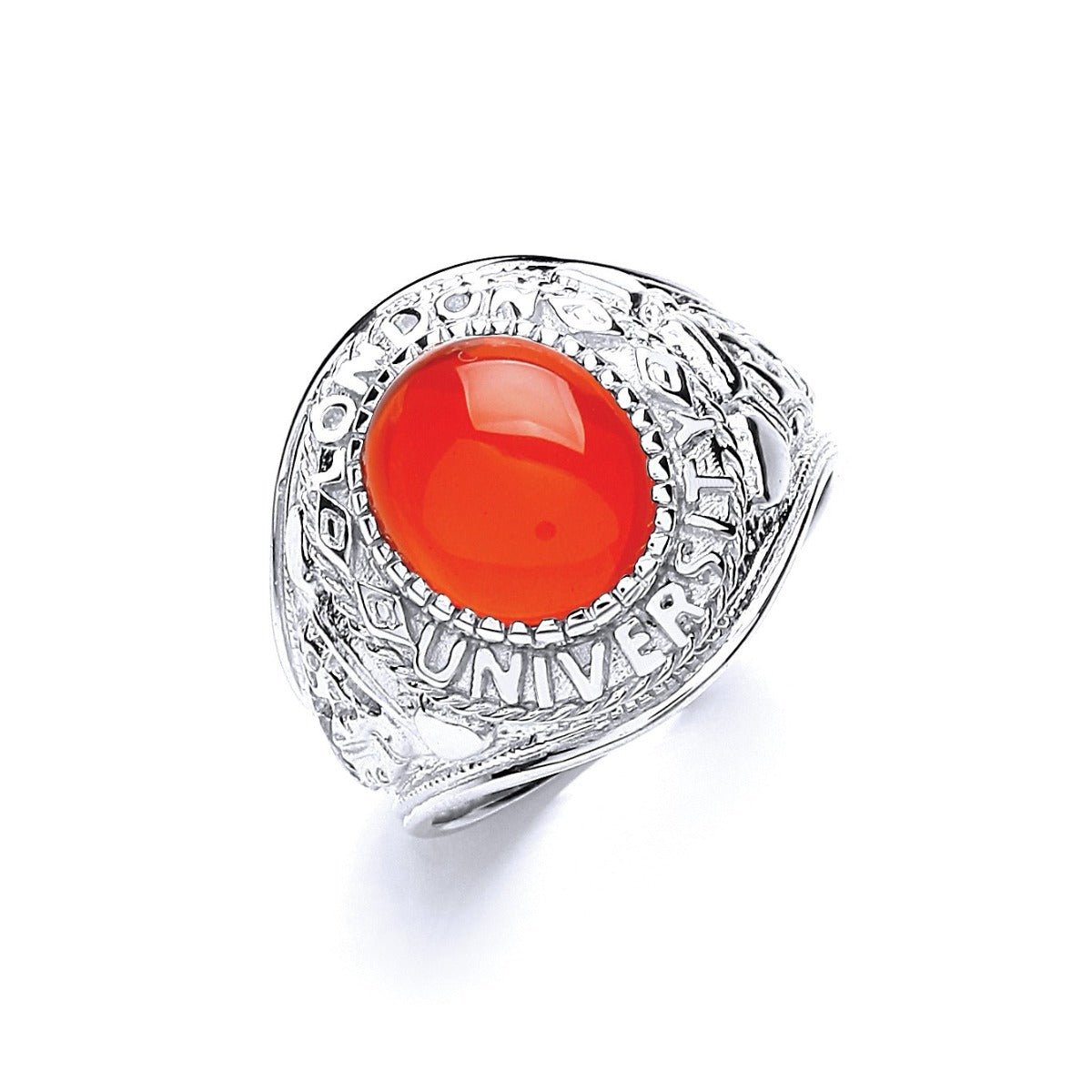 925 Sterling Silver Gents Red Stone College Ring - FJewellery