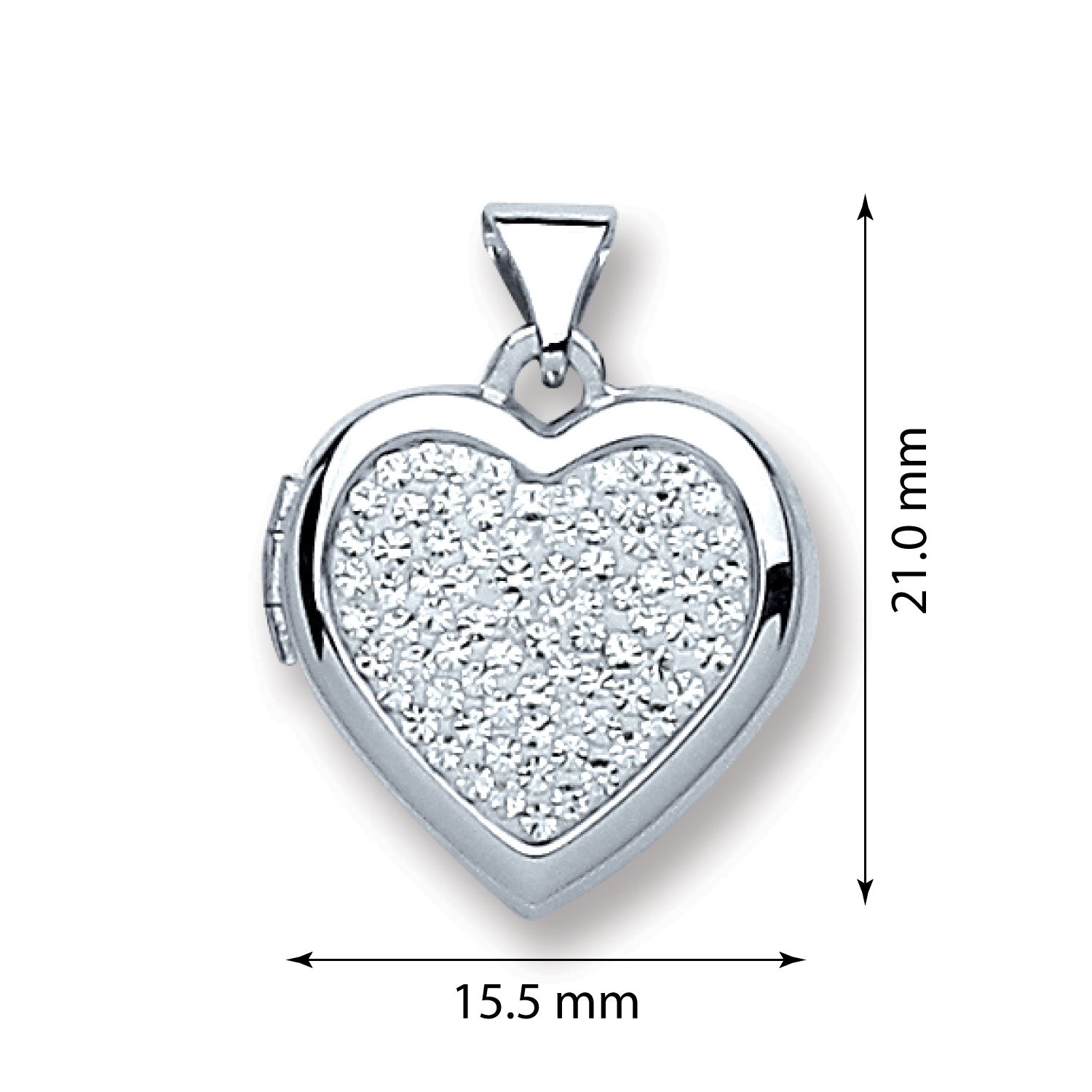 925 Sterling Silver Heart all Crystals Locket - FJewellery