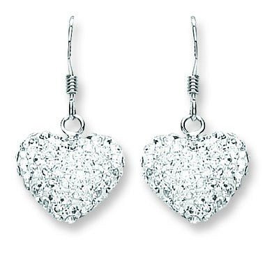 925 Sterling Silver Heart Crystal Drops - FJewellery