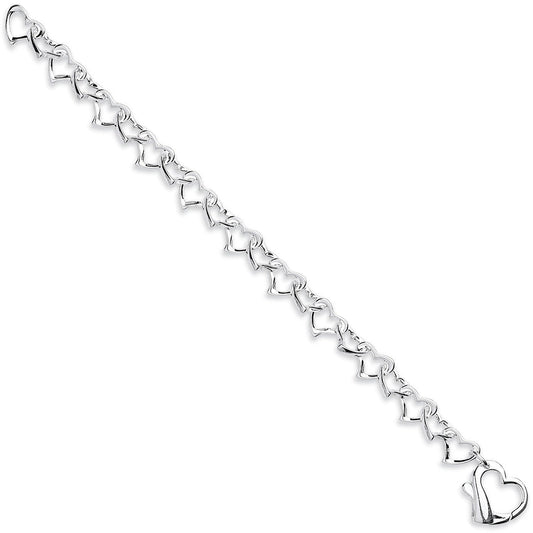 925 Sterling Silver Heart Link Bracelets - FJewellery