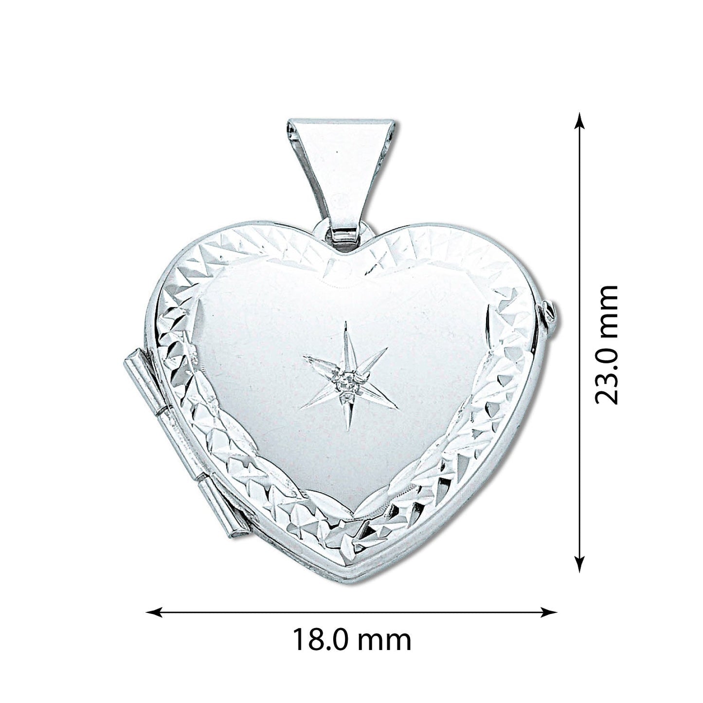 925 Sterling Silver Heart Shaped Diamond Set Locket - FJewellery