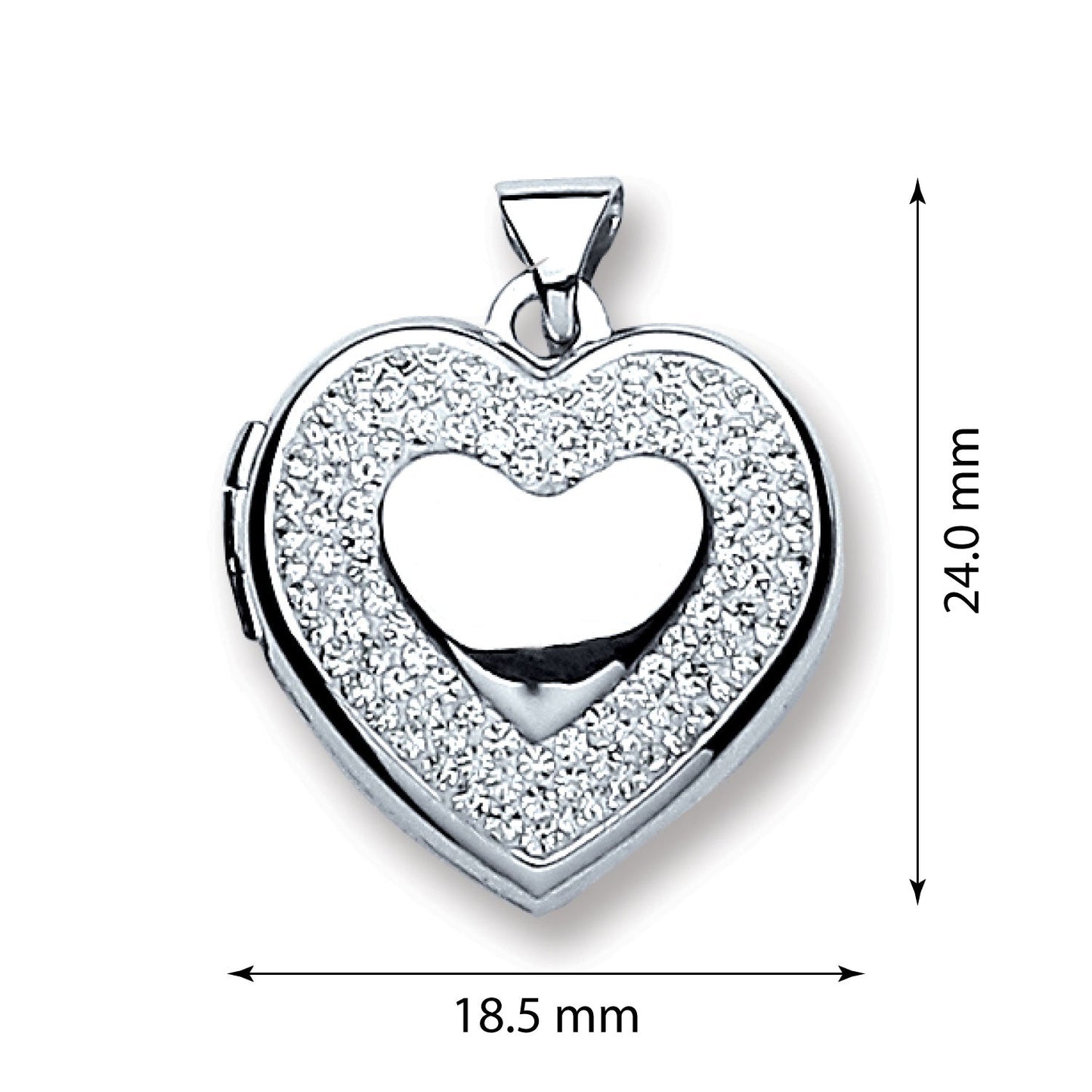 925 Sterling Silver Heart with Crystals Locket - FJewellery