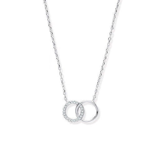 925 Sterling Silver Interlocking Circles Cz Necklace/Bracelet - FJewellery