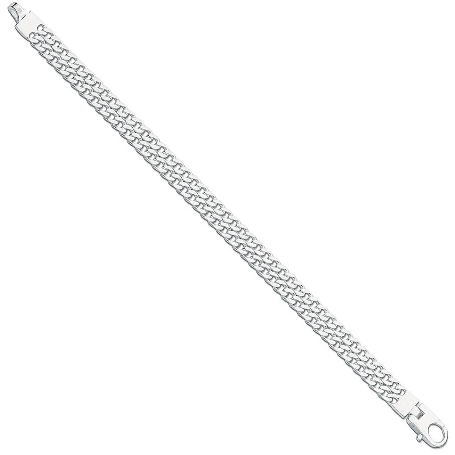 925 Sterling Silver Ladies Double Link Curb Bracelet - FJewellery