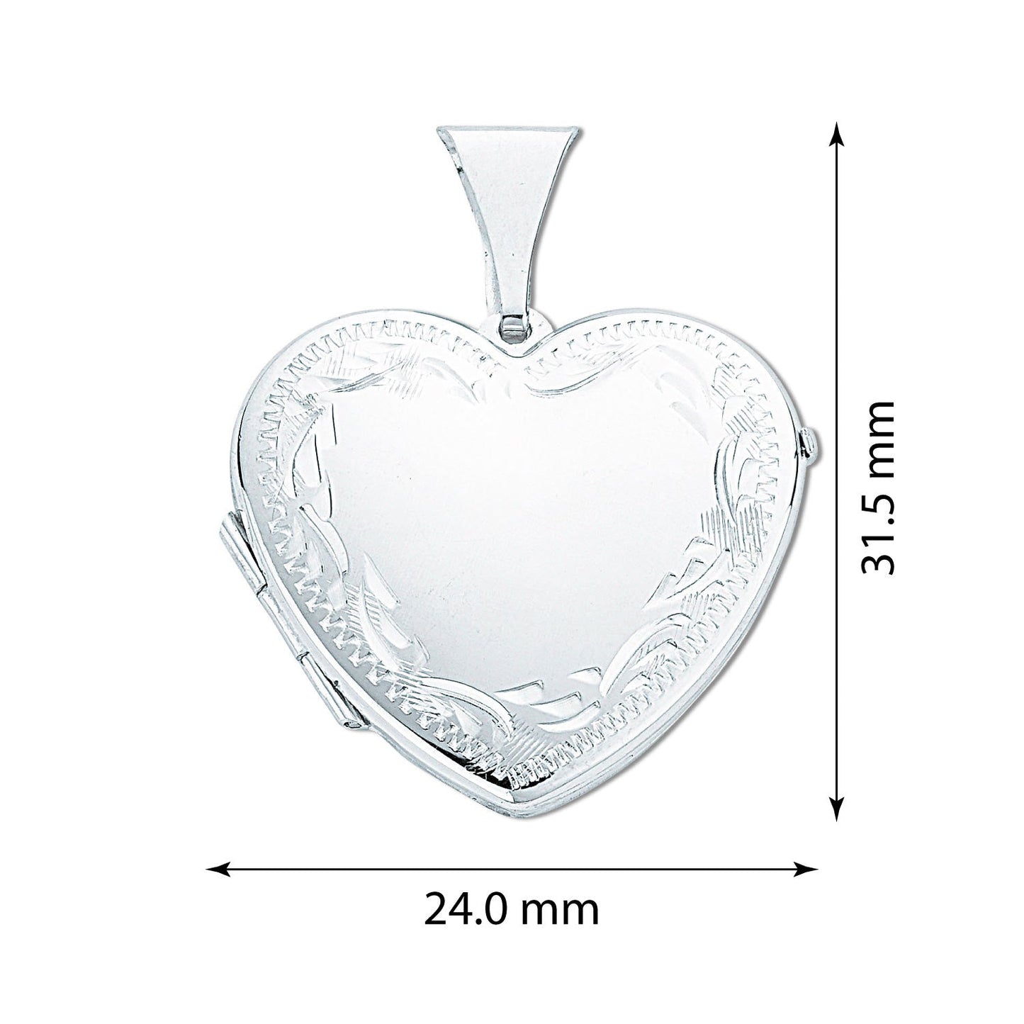 925 Sterling Silver Large Edge Engraved Heart Shaped Locket - FJewellery