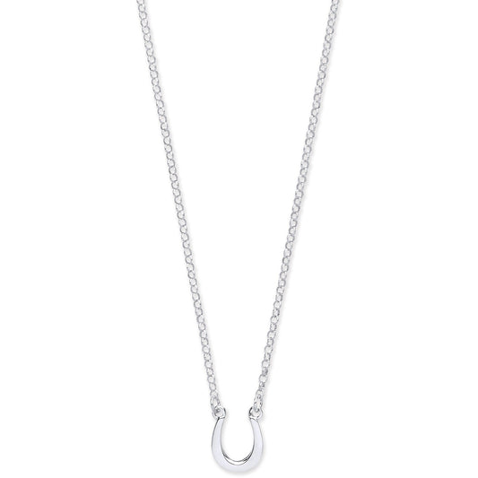925 Sterling Silver Lucky Horseshoe Necklace 16" + 2" extension - FJewellery