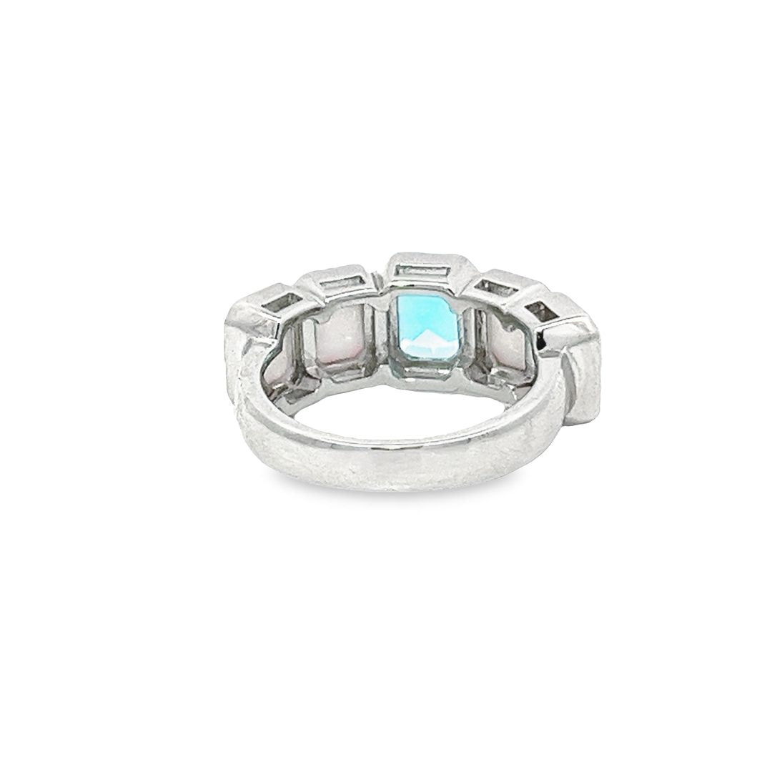 925 Sterling silver Opal & Blue CZ Stones Ring DSHSR0408 - FJewellery
