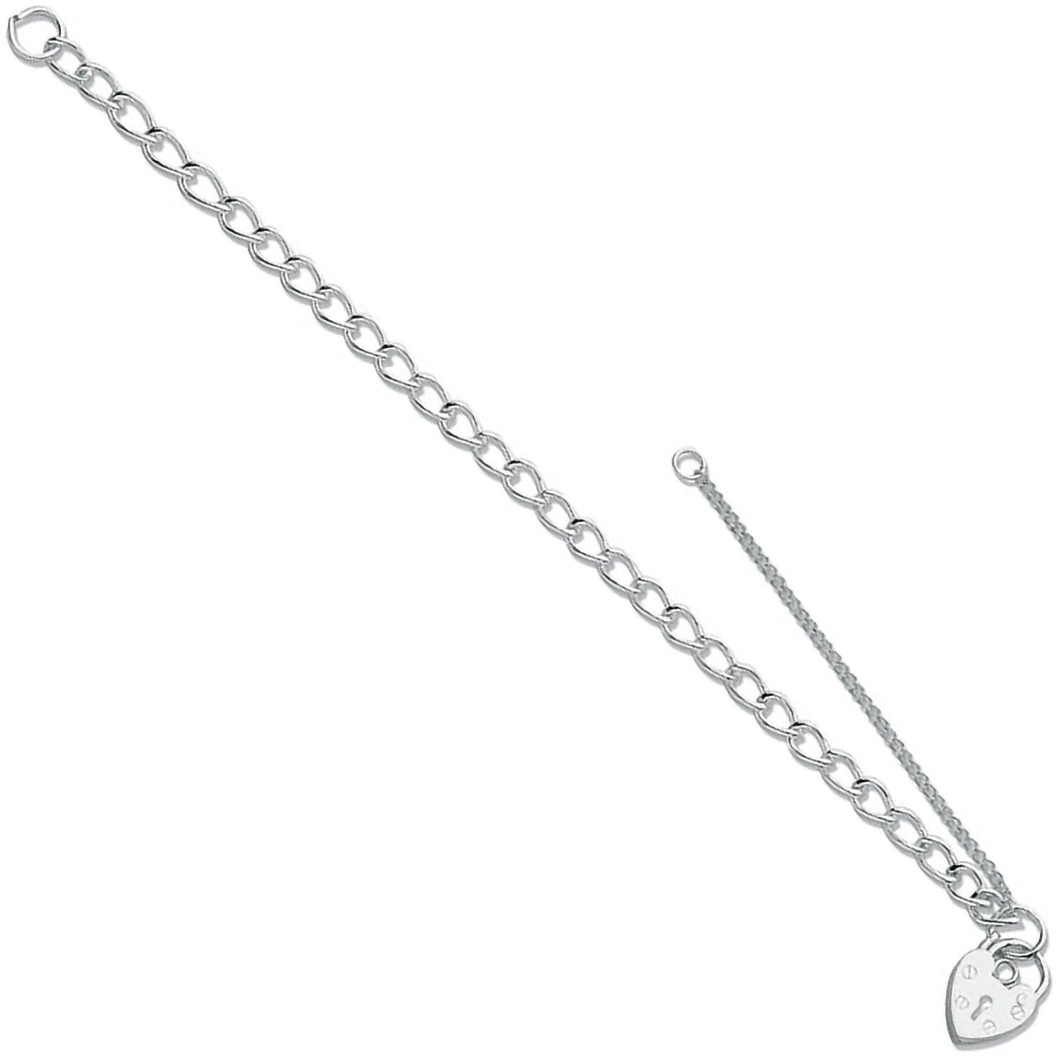 925 Sterling Silver Open Curb & Padlock Charm Baby 4.1mm Bracelet - FJewellery