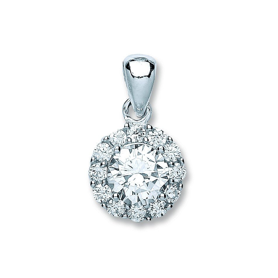 925 Sterling Silver Round Cz Pendant - FJewellery
