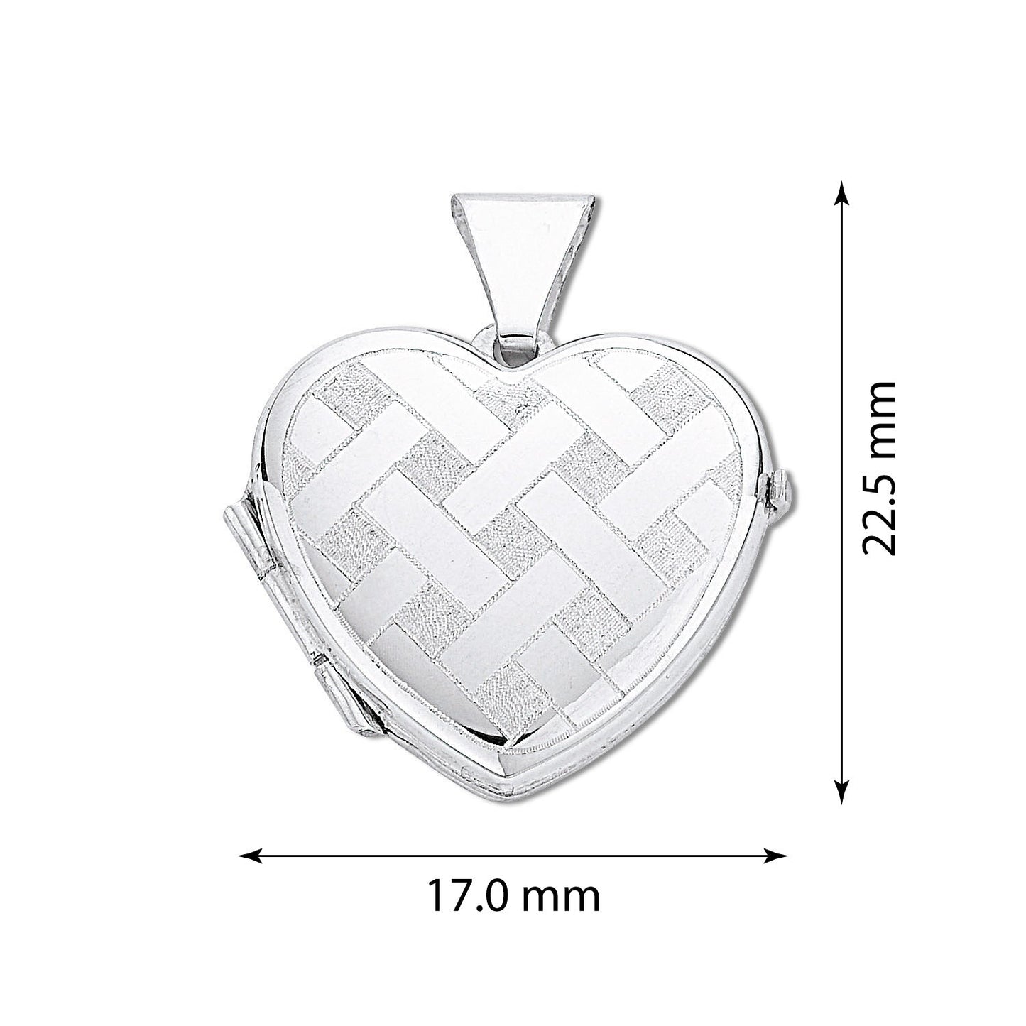 925 Sterling Silver Small Stitch Engraved Heart Shaped Locket - FJewellery