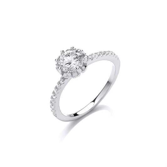 925 Sterling Silver Solitaire Cz Ring - FJewellery