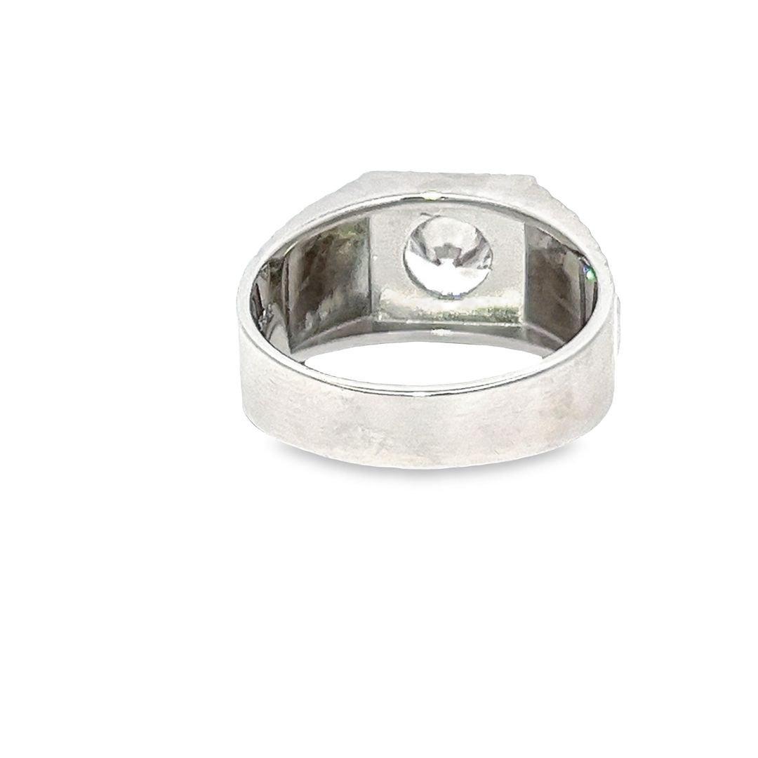 925 Sterling silver Square Top with Round CZ Gents Ring DSHSR0440- - FJewellery