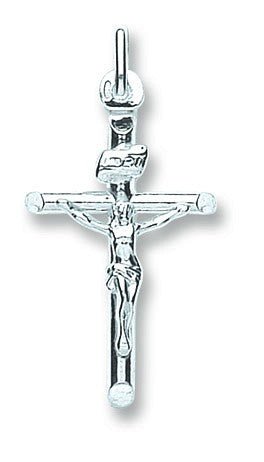 925 Sterling Silver Tube Shaped Crucifix - FJewellery
