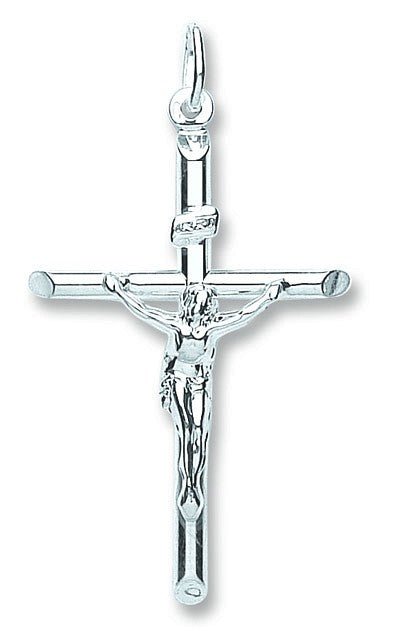 925 Sterling Silver Tubed Crucifix - 27mm - FJewellery