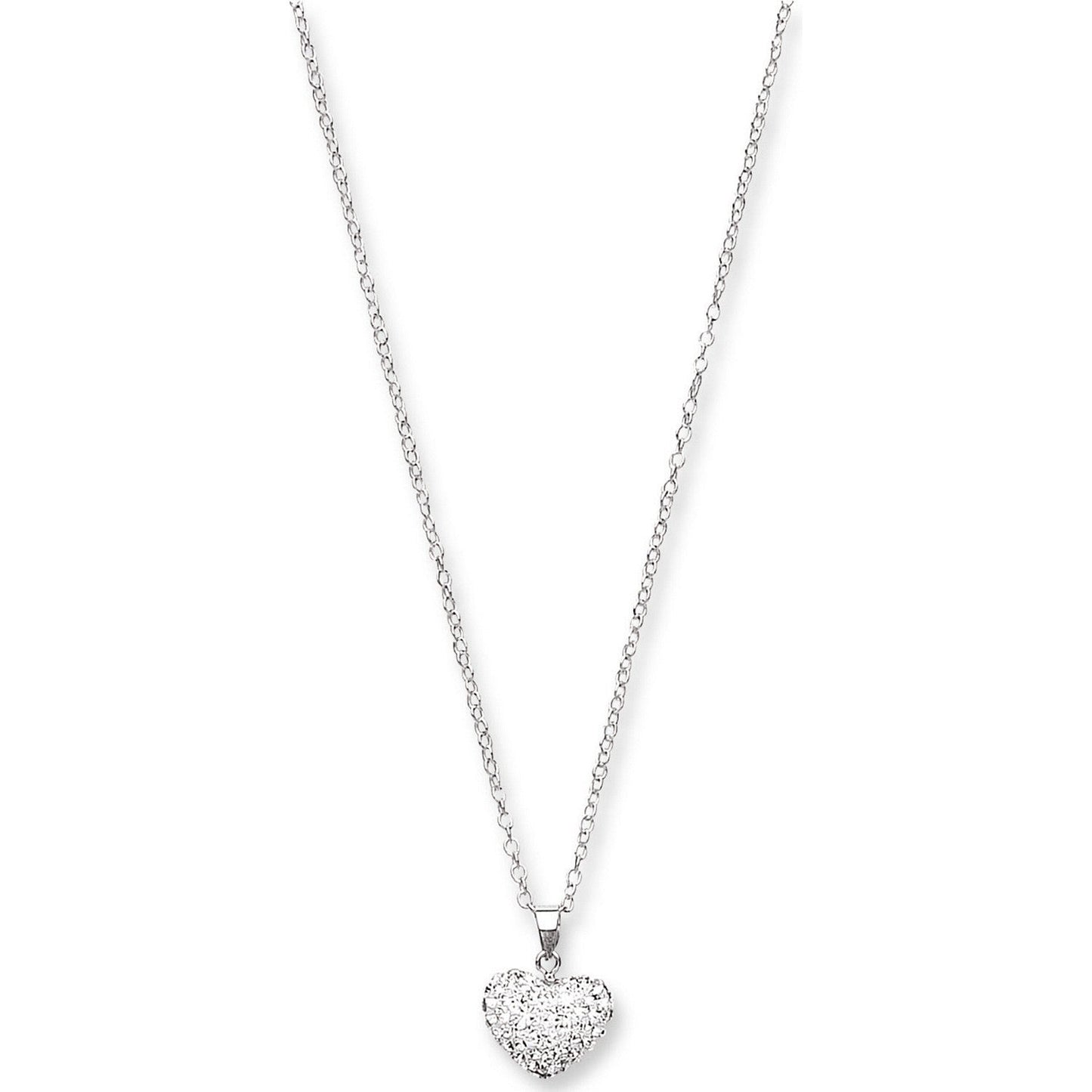 925 Sterling Silver White Crystal Heart Drop - FJewellery