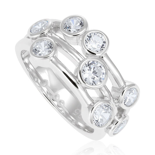925 Sterling Silver White CZ Cocktail Ring - FJewellery