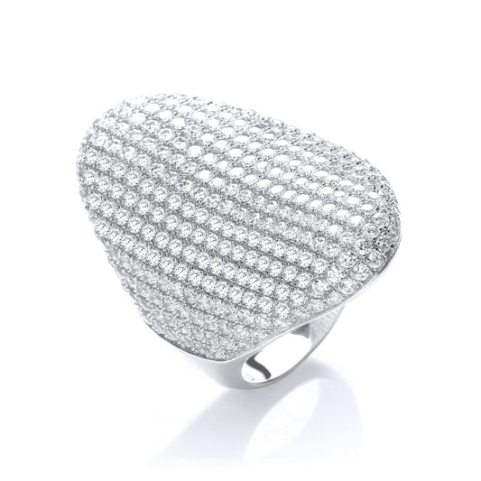 925 Sterling Silver White CZ Fancy Cocktail Ring - FJewellery