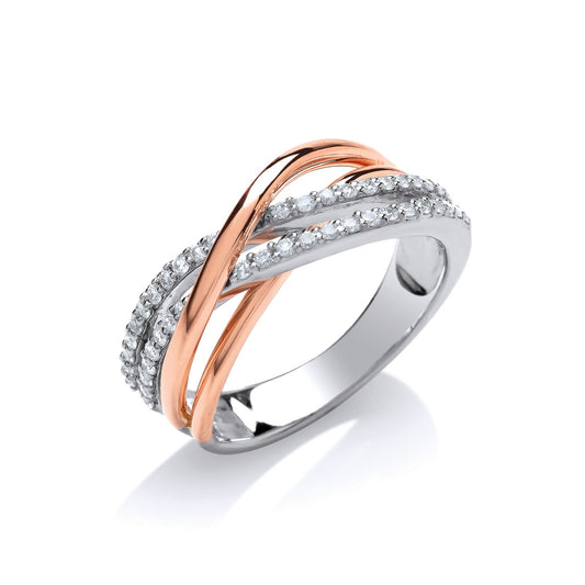 9ct 0.33ct White & Rose Gold Diamond Dress Ring. - FJewellery