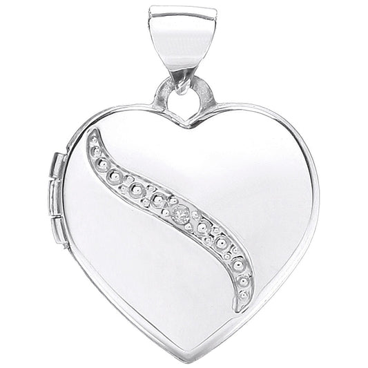 9ct Gold Heart Shape Locket with Diamond - FJewellery