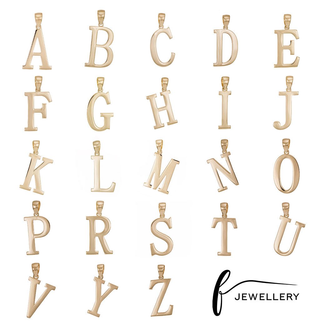 9ct Gold Initial Pendant Letter G - 33mm - FJewellery