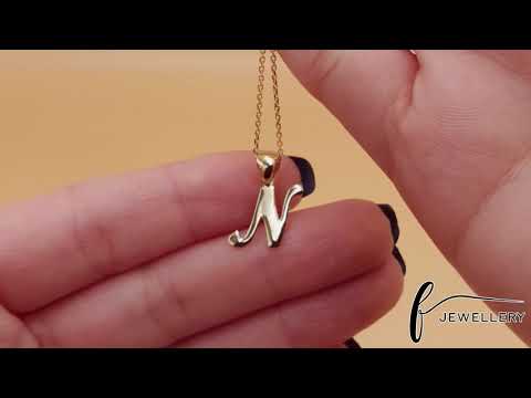 9ct Gold Initial Pendant Letter N - 18mm - FJewellery
