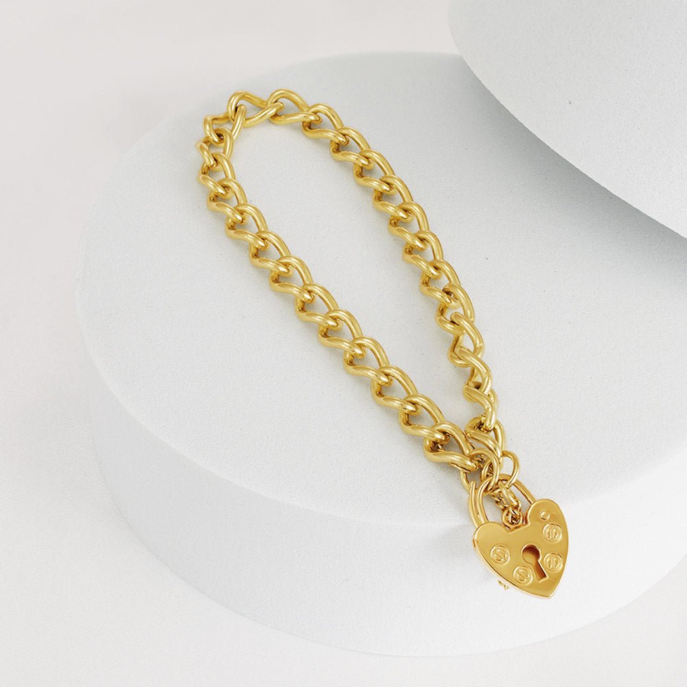 9ct Gold Open Curb & Padlock Charm - FJewellery